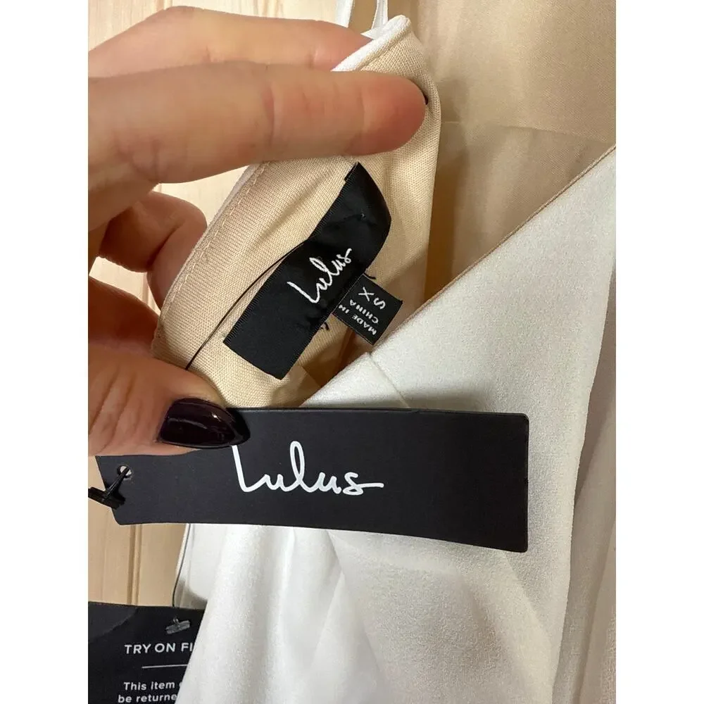 NWT Lulus Thinking Out Loud White Backless Jumpsuit Cocktail Classy Size XS